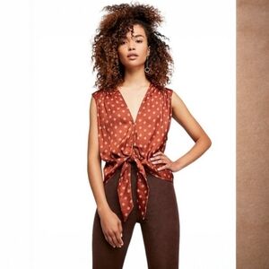Free People Flowy "Mornings In Marrakesh" Printed Sleeveless Tie Front Top, L